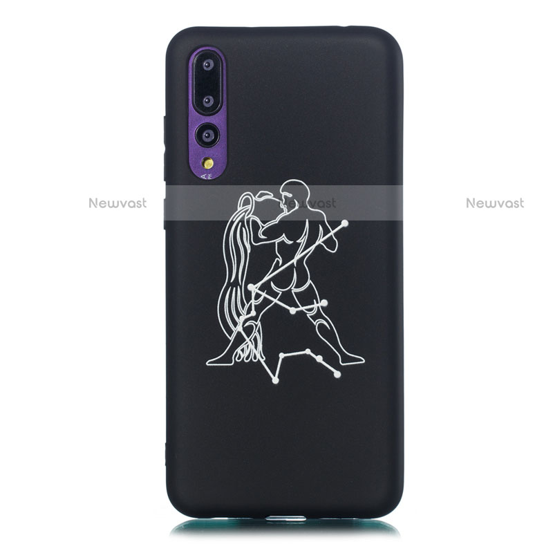 Silicone Candy Rubber Gel Constellation Soft Case Cover S08 for Huawei P20 Pro Black