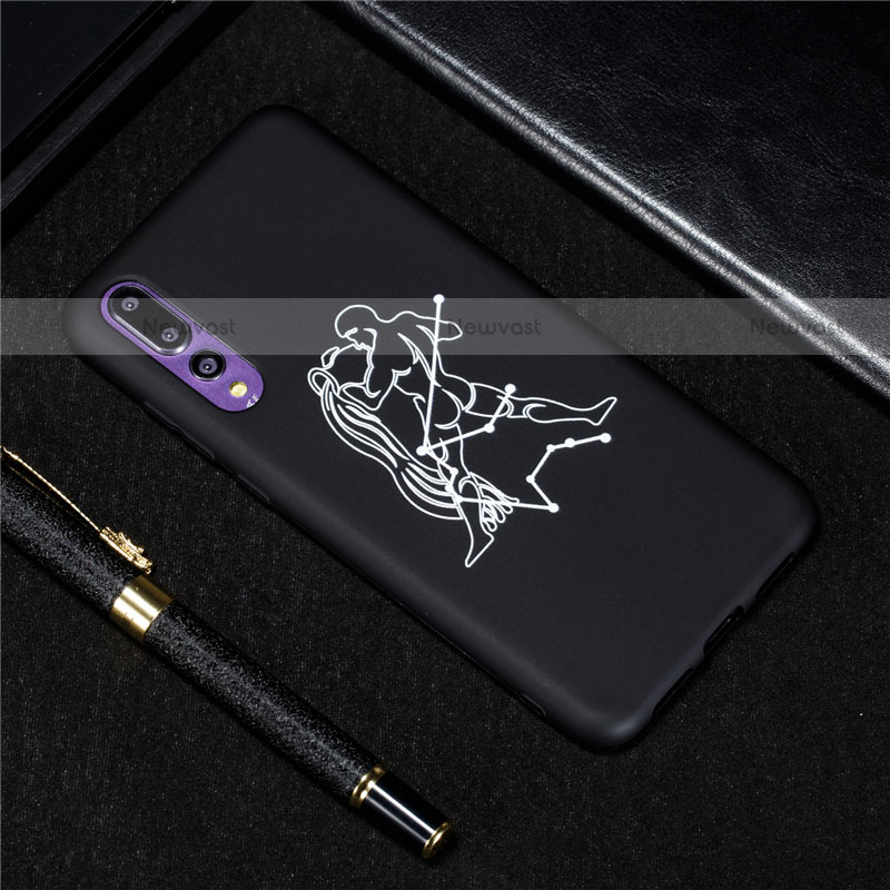 Silicone Candy Rubber Gel Constellation Soft Case Cover S08 for Huawei P20 Pro Black