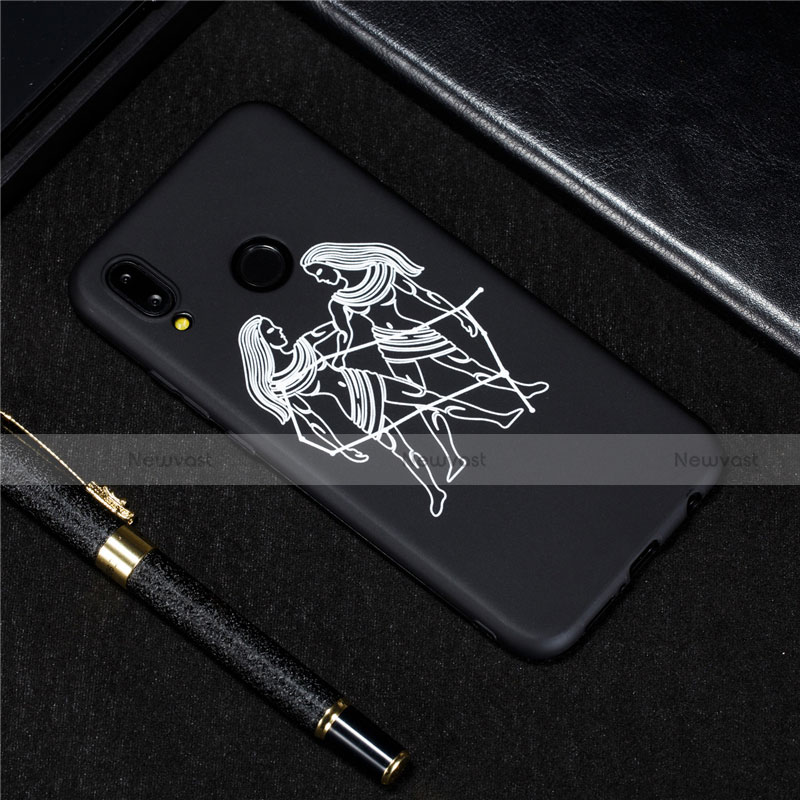 Silicone Candy Rubber Gel Constellation Soft Case Cover S09 for Huawei Nova 3e Black