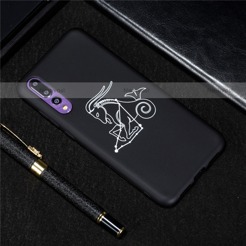 Silicone Candy Rubber Gel Constellation Soft Case Cover S09 for Huawei P20 Pro Black