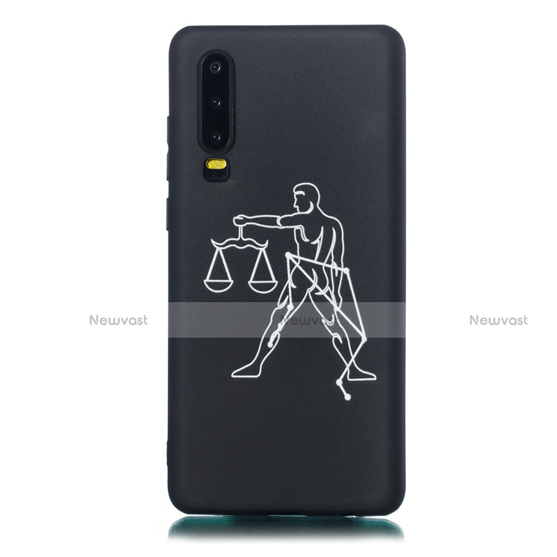 Silicone Candy Rubber Gel Constellation Soft Case Cover S09 for Huawei P30 Black