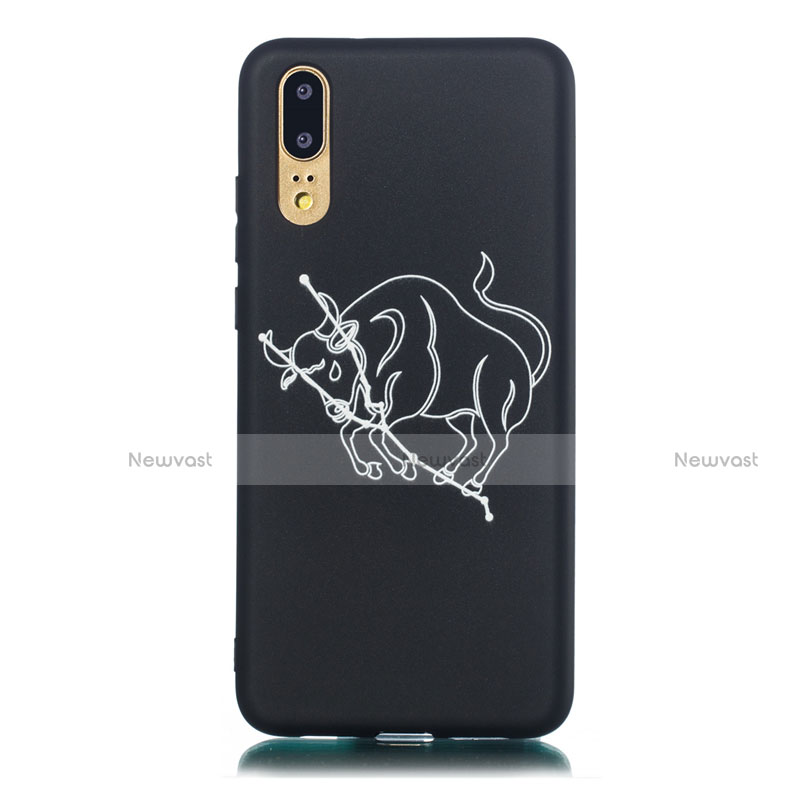 Silicone Candy Rubber Gel Constellation Soft Case Cover S10 for Huawei P20 Black