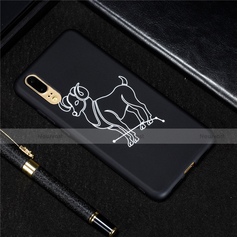 Silicone Candy Rubber Gel Constellation Soft Case Cover S11 for Huawei P20 Black