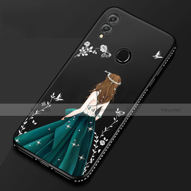 Silicone Candy Rubber Gel Dress Party Girl Soft Case Cover for Huawei Honor 8X Black