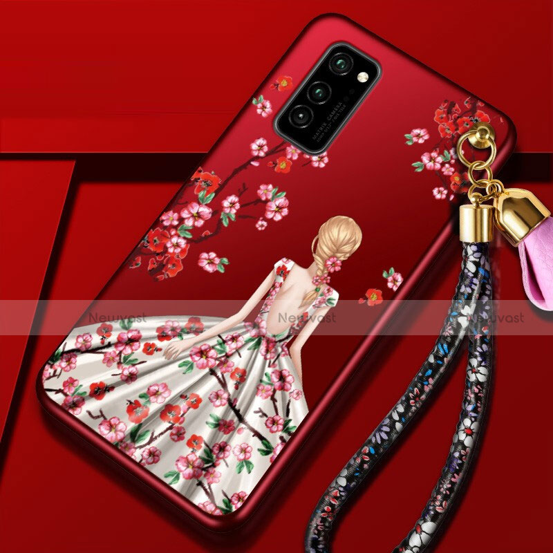 Silicone Candy Rubber Gel Dress Party Girl Soft Case Cover for Huawei Honor V30 5G