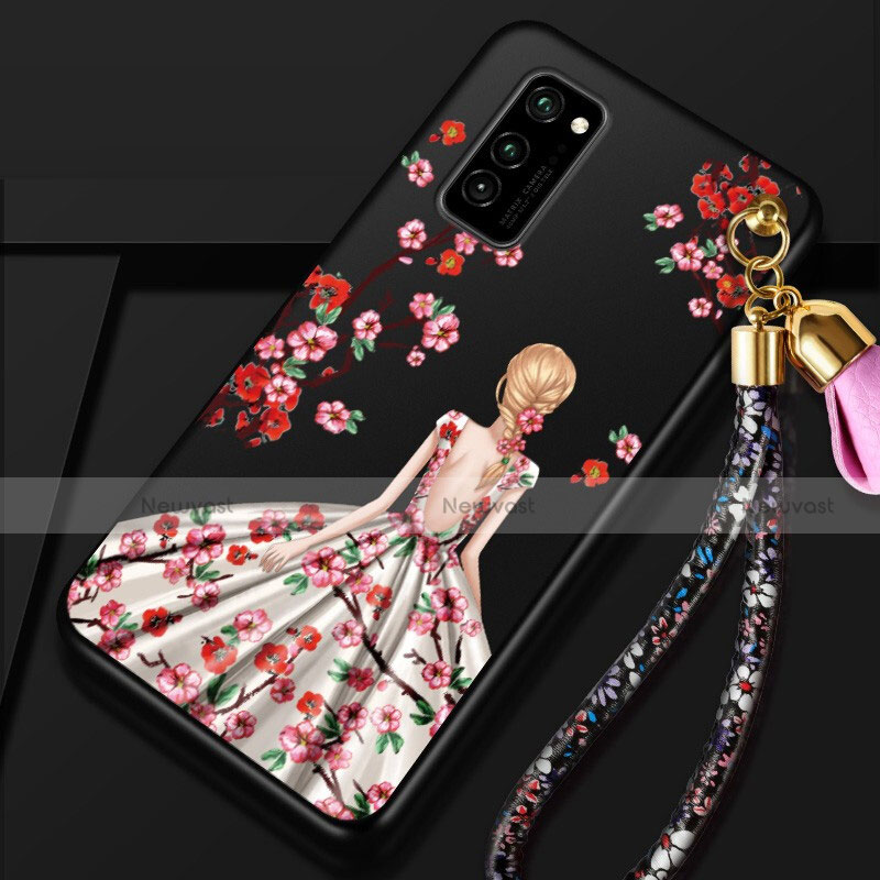 Silicone Candy Rubber Gel Dress Party Girl Soft Case Cover for Huawei Honor V30 5G Brown