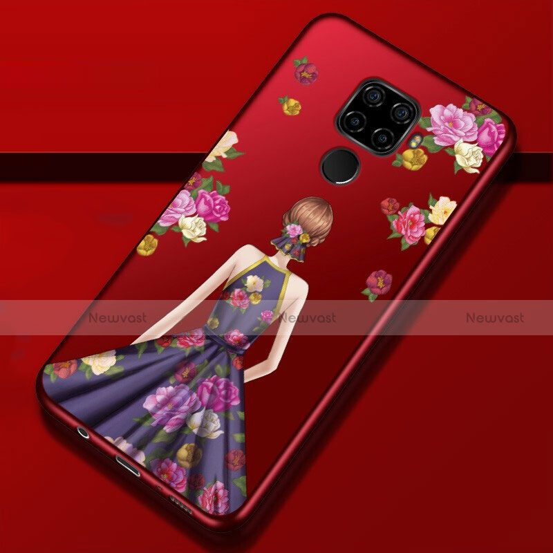 Silicone Candy Rubber Gel Dress Party Girl Soft Case Cover for Huawei Mate 30 Lite Purple