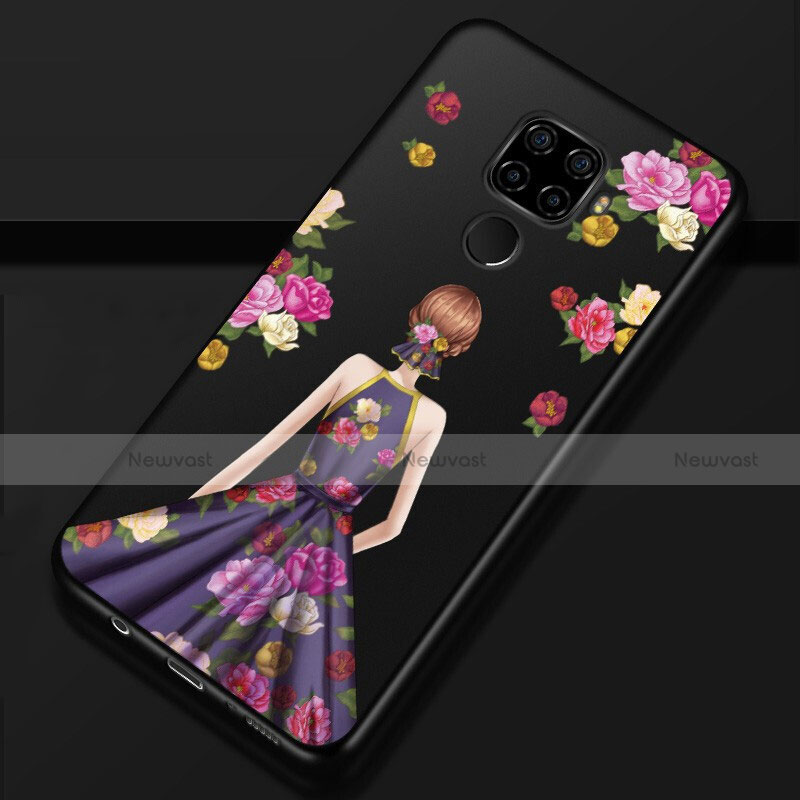 Silicone Candy Rubber Gel Dress Party Girl Soft Case Cover for Huawei Nova 5i Pro Purple and Blue