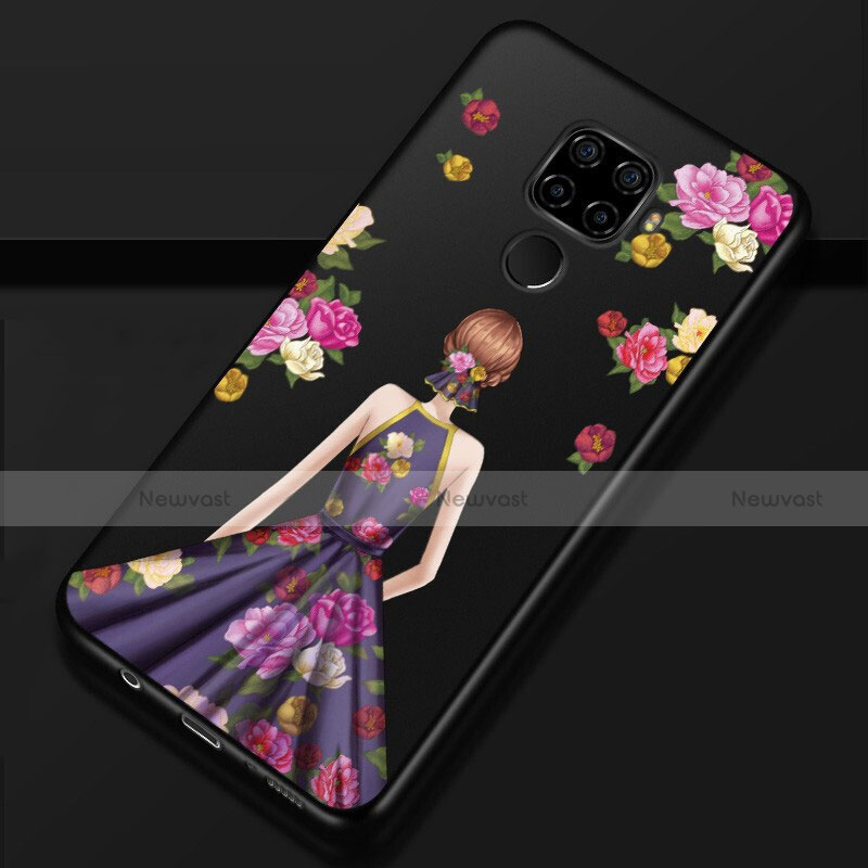 Silicone Candy Rubber Gel Dress Party Girl Soft Case Cover for Huawei Nova 5z Purple and Blue