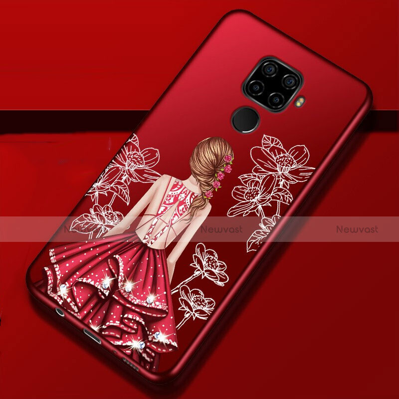 Silicone Candy Rubber Gel Dress Party Girl Soft Case Cover for Huawei Nova 5z Red