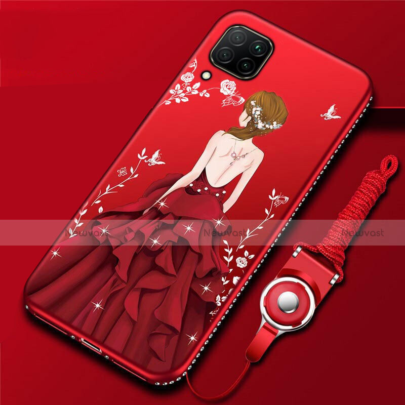 Silicone Candy Rubber Gel Dress Party Girl Soft Case Cover for Huawei Nova 6 SE Red