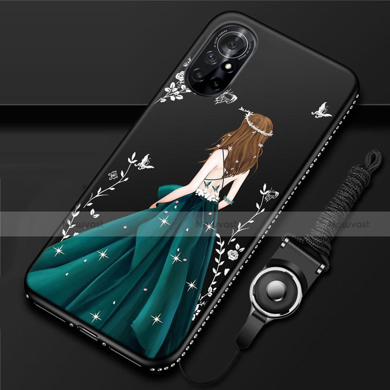 Silicone Candy Rubber Gel Dress Party Girl Soft Case Cover for Huawei Nova 8 5G Black