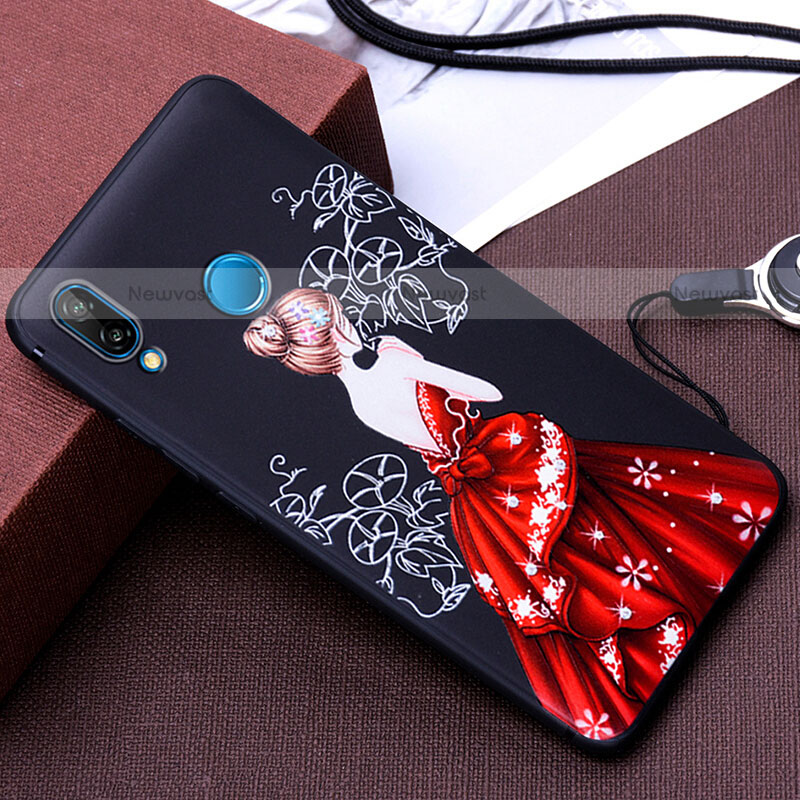 Silicone Candy Rubber Gel Dress Party Girl Soft Case Cover for Huawei P20 Lite Red and Black