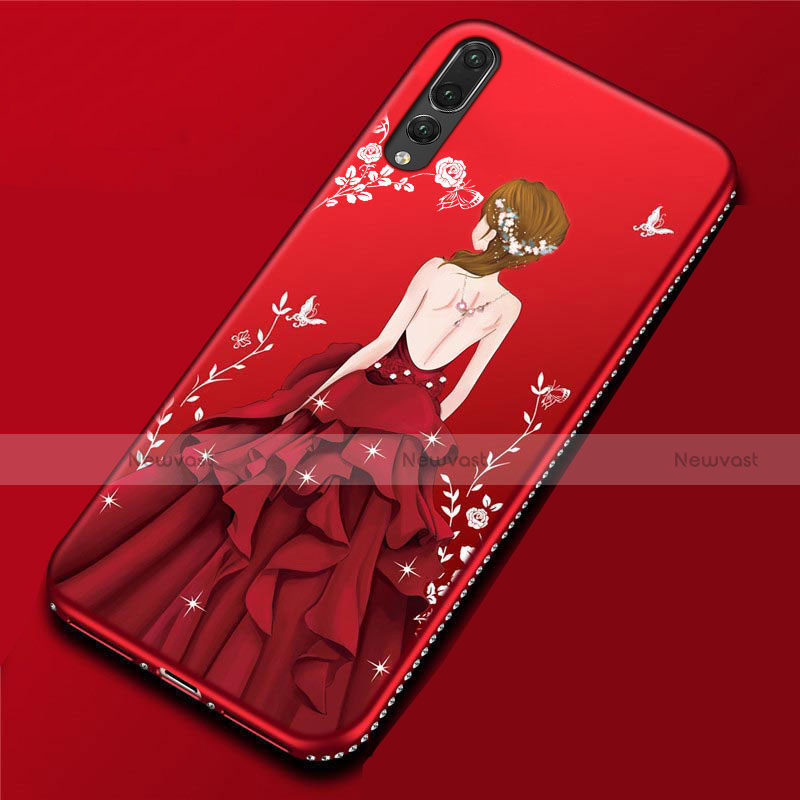 Silicone Candy Rubber Gel Dress Party Girl Soft Case Cover for Huawei P20 Pro Red