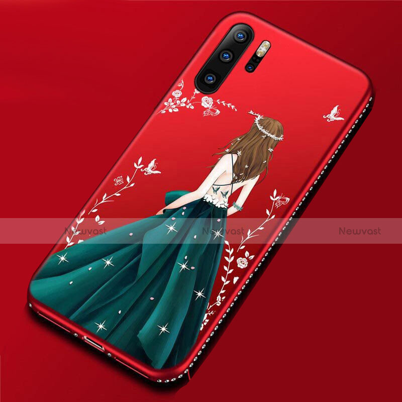 Silicone Candy Rubber Gel Dress Party Girl Soft Case Cover for Huawei P30 Pro Cyan