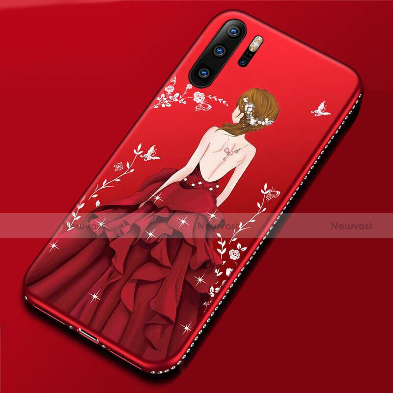 Silicone Candy Rubber Gel Dress Party Girl Soft Case Cover for Huawei P30 Pro New Edition Red