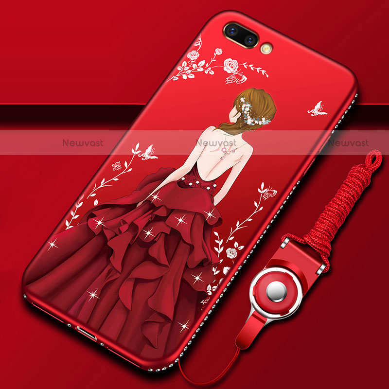 Silicone Candy Rubber Gel Dress Party Girl Soft Case Cover for Oppo A12e Red