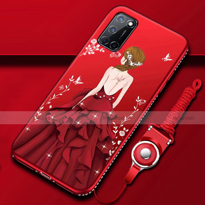 Silicone Candy Rubber Gel Dress Party Girl Soft Case Cover for Oppo A92 Red