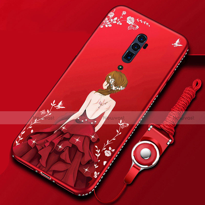 Silicone Candy Rubber Gel Dress Party Girl Soft Case Cover for Oppo Reno 10X Zoom Red