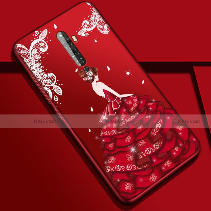 Silicone Candy Rubber Gel Dress Party Girl Soft Case Cover for Oppo Reno2 Z Colorful