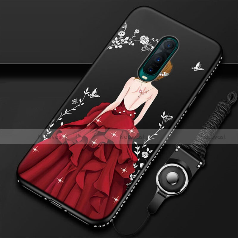 Silicone Candy Rubber Gel Dress Party Girl Soft Case Cover for Oppo RX17 Pro Red Wine