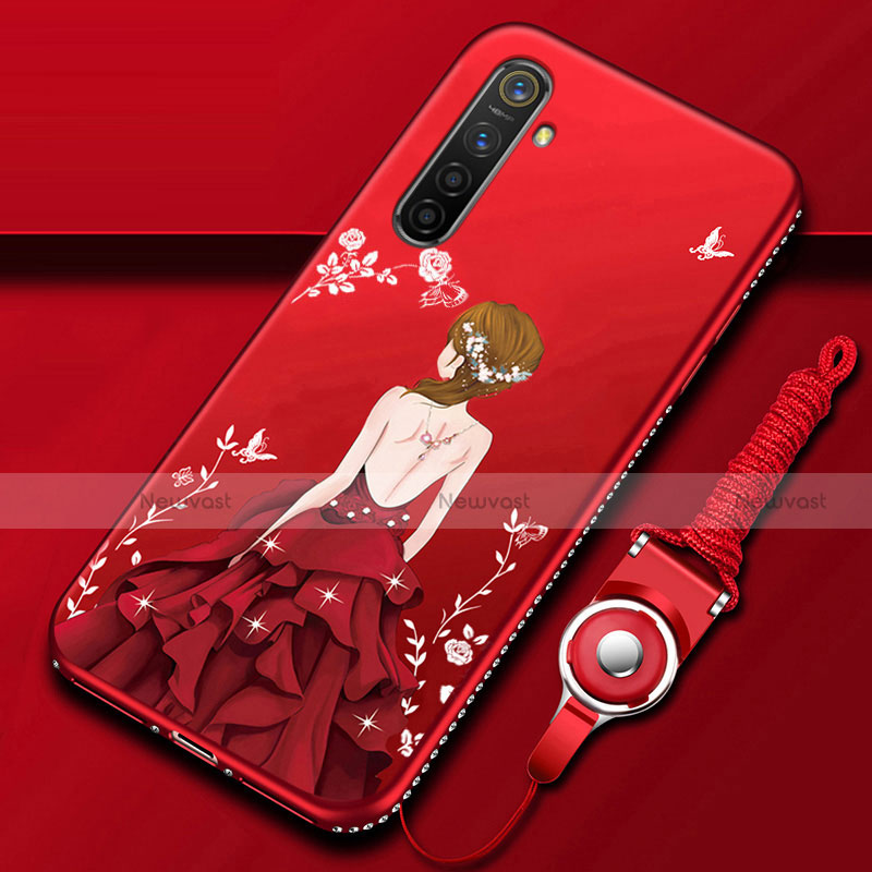 Silicone Candy Rubber Gel Dress Party Girl Soft Case Cover for Realme X2 Red