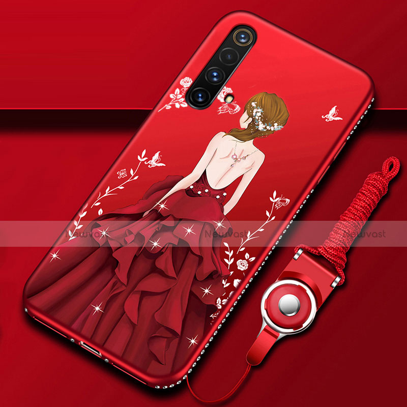 Silicone Candy Rubber Gel Dress Party Girl Soft Case Cover for Realme X50 5G Red