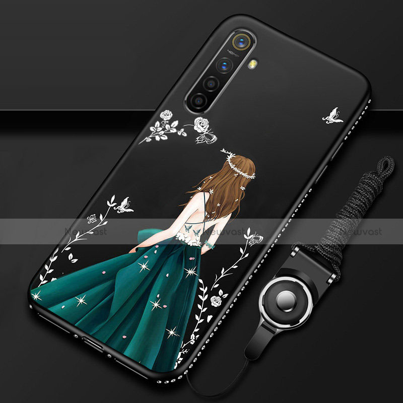 Silicone Candy Rubber Gel Dress Party Girl Soft Case Cover for Realme XT Black