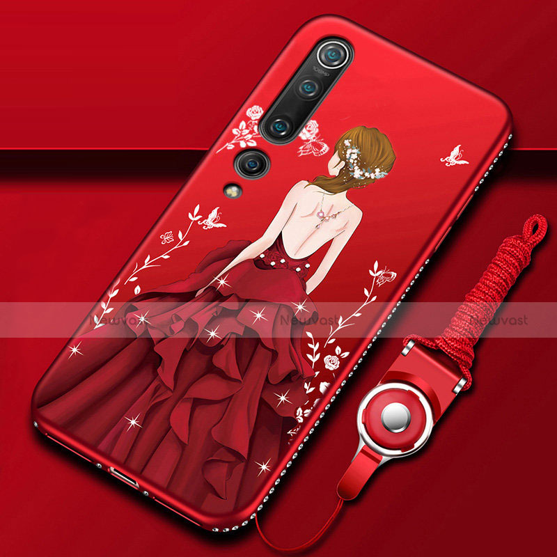 Silicone Candy Rubber Gel Dress Party Girl Soft Case Cover for Xiaomi Mi 10 Red