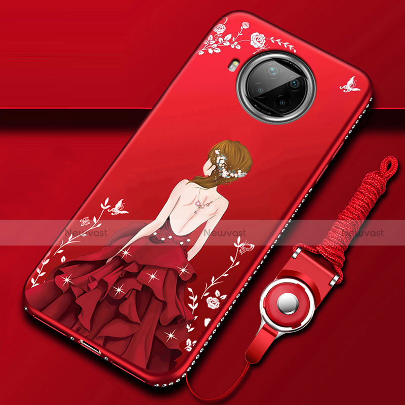 Silicone Candy Rubber Gel Dress Party Girl Soft Case Cover for Xiaomi Mi 10T Lite 5G Red