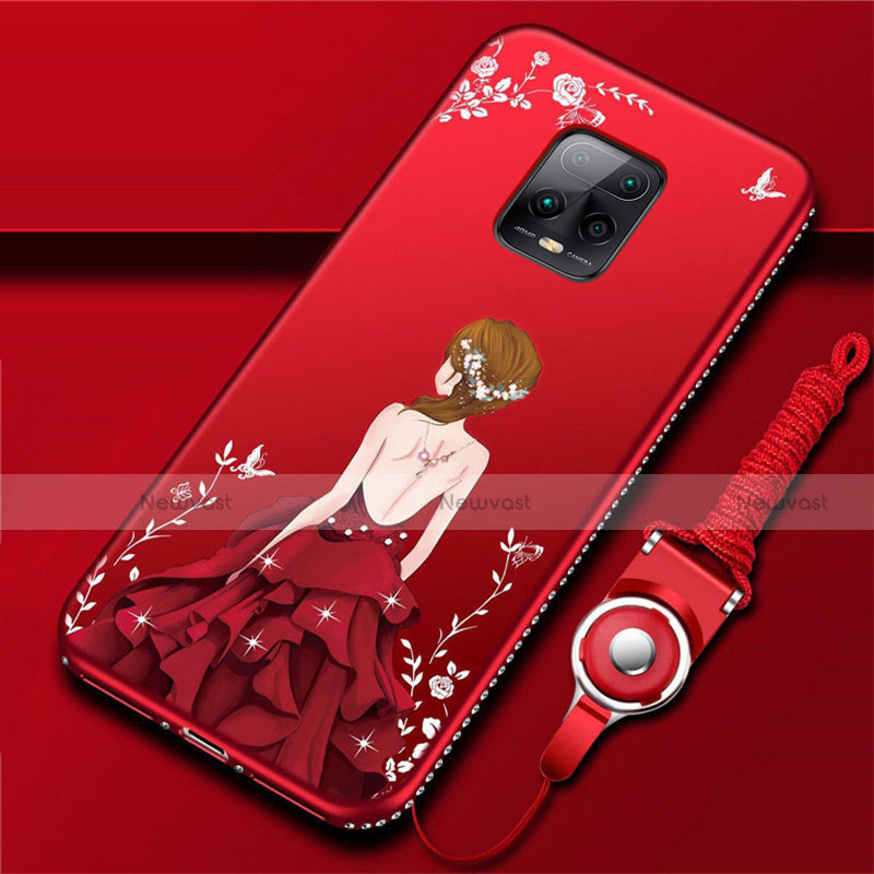 Silicone Candy Rubber Gel Dress Party Girl Soft Case Cover for Xiaomi Redmi 10X Pro 5G Red