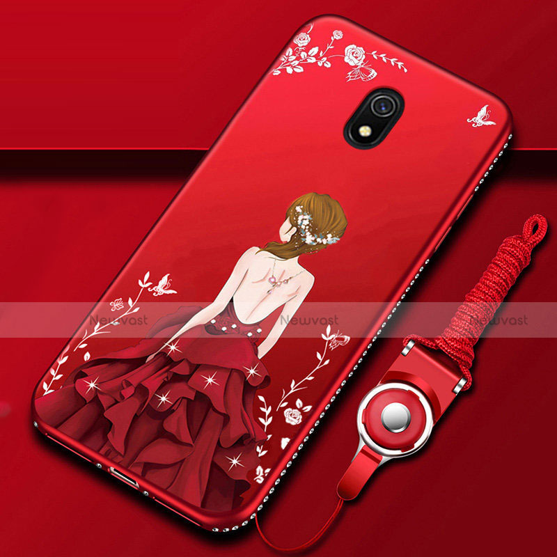 Silicone Candy Rubber Gel Dress Party Girl Soft Case Cover for Xiaomi Redmi 8A Red