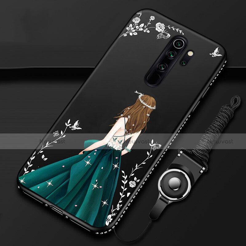 Silicone Candy Rubber Gel Dress Party Girl Soft Case Cover for Xiaomi Redmi Note 8 Pro Black