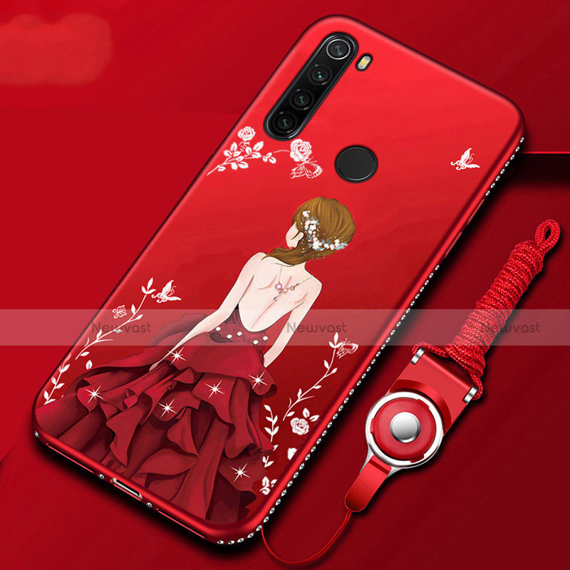 Silicone Candy Rubber Gel Dress Party Girl Soft Case Cover for Xiaomi Redmi Note 8 Red