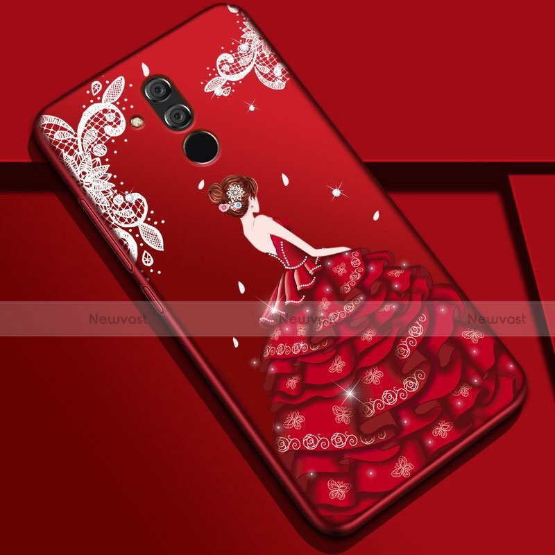 Silicone Candy Rubber Gel Dress Party Girl Soft Case Cover H02 for Huawei Mate 20 Lite