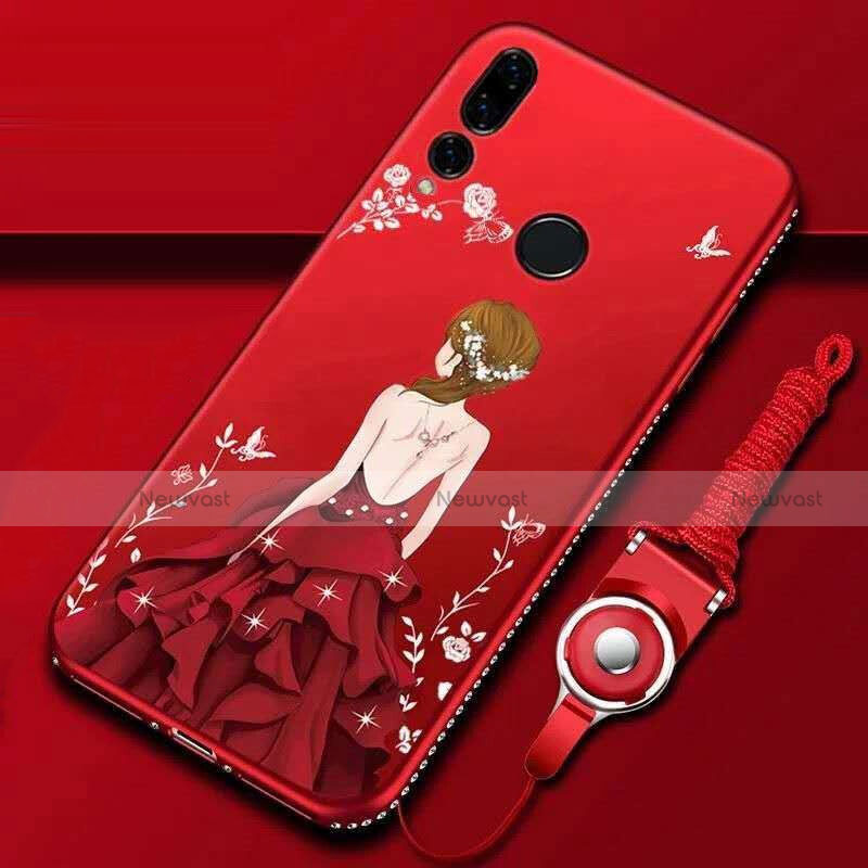 Silicone Candy Rubber Gel Dress Party Girl Soft Case Cover K01 for Huawei Honor 20E Red