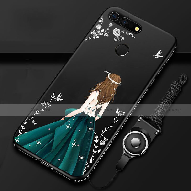 Silicone Candy Rubber Gel Dress Party Girl Soft Case Cover K01 for Huawei Honor V20 Green