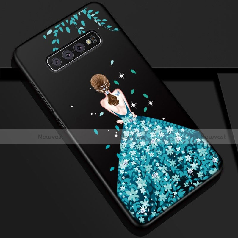 Silicone Candy Rubber Gel Dress Party Girl Soft Case Cover K01 for Samsung Galaxy S10 5G Blue