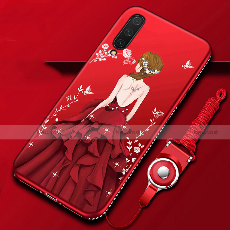 Silicone Candy Rubber Gel Dress Party Girl Soft Case Cover K01 for Xiaomi Mi A3 Red