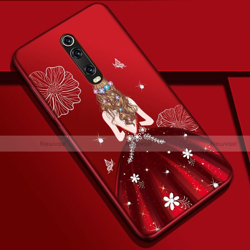 Silicone Candy Rubber Gel Dress Party Girl Soft Case Cover K01 for Xiaomi Redmi K20 Pro Red Wine