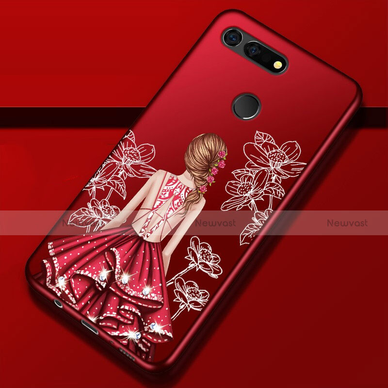 Silicone Candy Rubber Gel Dress Party Girl Soft Case Cover K02 for Huawei Honor V20