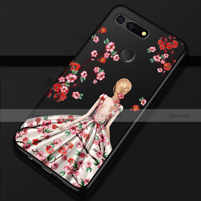 Silicone Candy Rubber Gel Dress Party Girl Soft Case Cover K02 for Huawei Honor V20 Brown