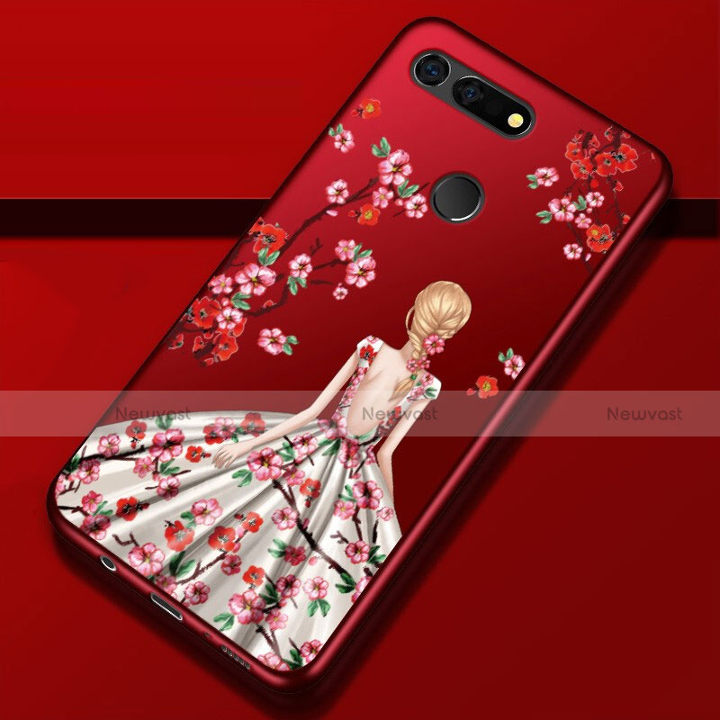 Silicone Candy Rubber Gel Dress Party Girl Soft Case Cover K02 for Huawei Honor View 20 White