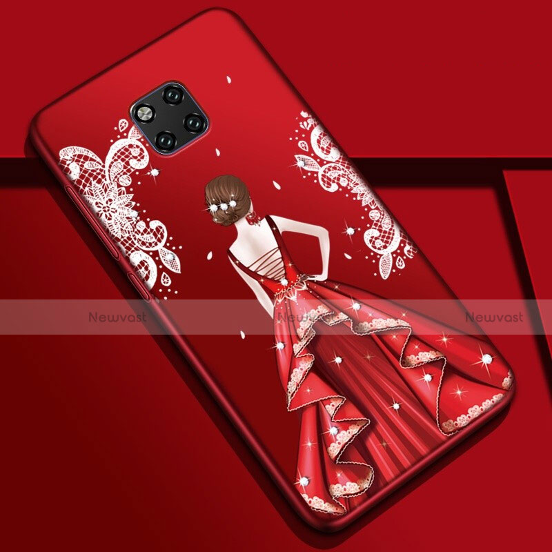 Silicone Candy Rubber Gel Dress Party Girl Soft Case Cover K02 for Huawei Mate 20 Pro Colorful