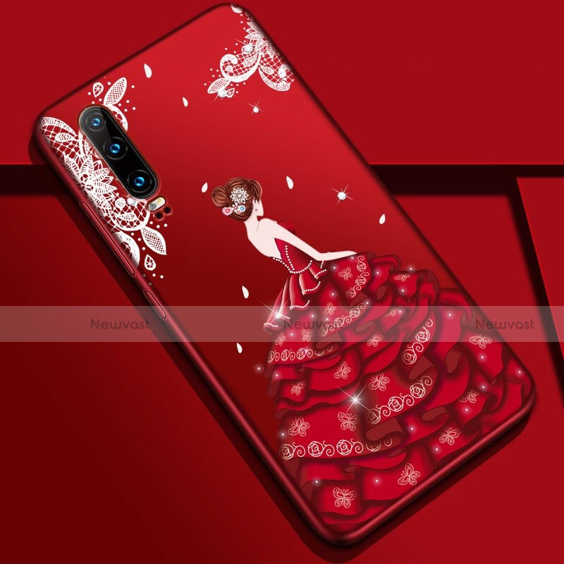 Silicone Candy Rubber Gel Dress Party Girl Soft Case Cover K02 for Huawei P30 Colorful