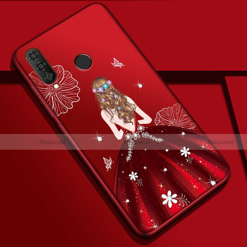 Silicone Candy Rubber Gel Dress Party Girl Soft Case Cover K03 for Huawei P30 Lite New Edition Red