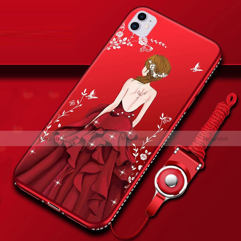 Silicone Candy Rubber Gel Dress Party Girl Soft Case Cover M01 for Apple iPhone 11 Red