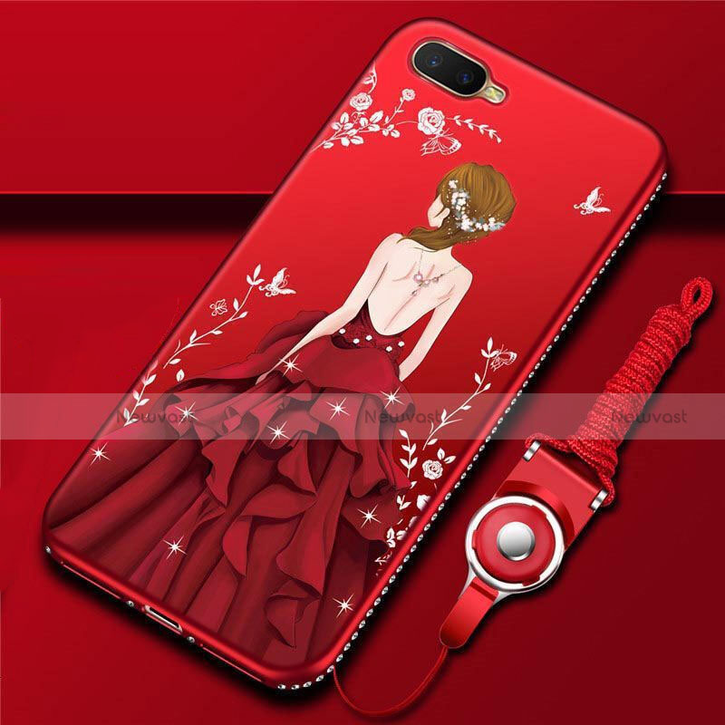 Silicone Candy Rubber Gel Dress Party Girl Soft Case Cover M02 for Oppo K1 Red