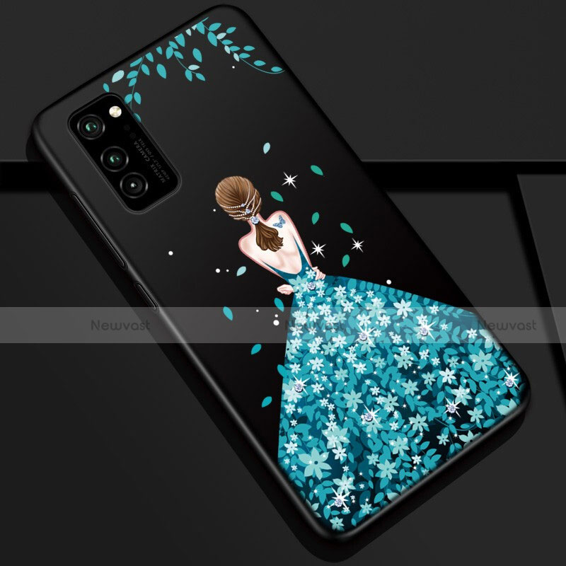 Silicone Candy Rubber Gel Dress Party Girl Soft Case Cover S01 for Huawei Honor V30 5G