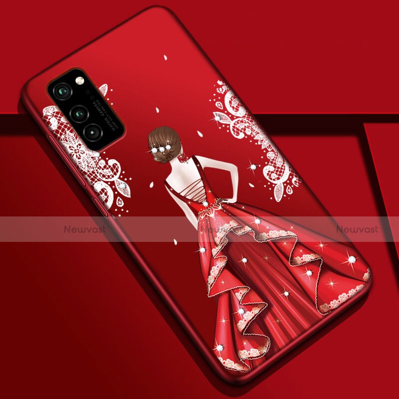 Silicone Candy Rubber Gel Dress Party Girl Soft Case Cover S01 for Huawei Honor V30 5G